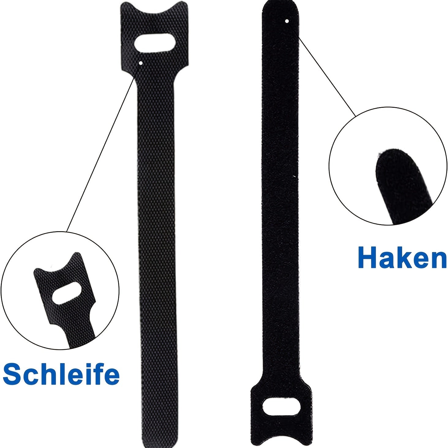 100 Reusable Cable Ties 180mm 150mm 110mm Hook & Loop Fastener