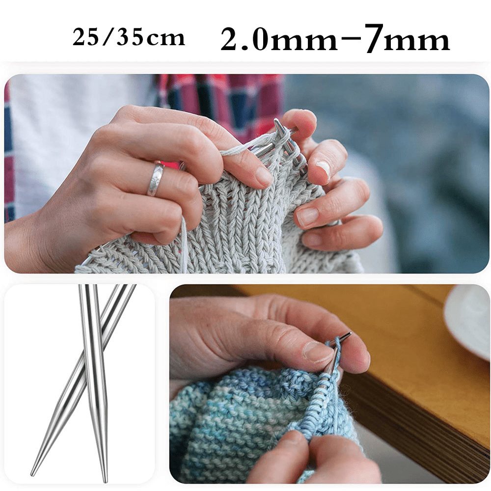 20pcs Stainless Steel Single Point Knitting Needles Crochet Hook Set