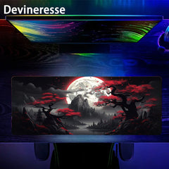 Dark Red Moon Desk Mat Large Gaming Mouse Pad Non Slip Computer Mat Gift