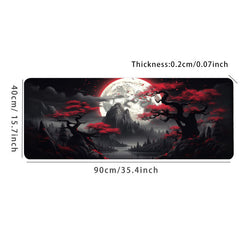Dark Red Moon Desk Mat Large Gaming Mouse Pad Non Slip Computer Mat Gift