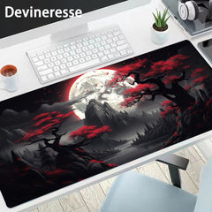 Dark Red Moon Desk Mat Large Gaming Mouse Pad Non Slip Computer Mat Gift