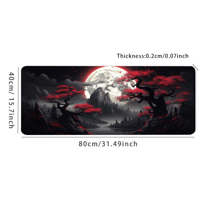 Dark Red Moon Desk Mat Large Gaming Mouse Pad Non Slip Computer Mat Gift