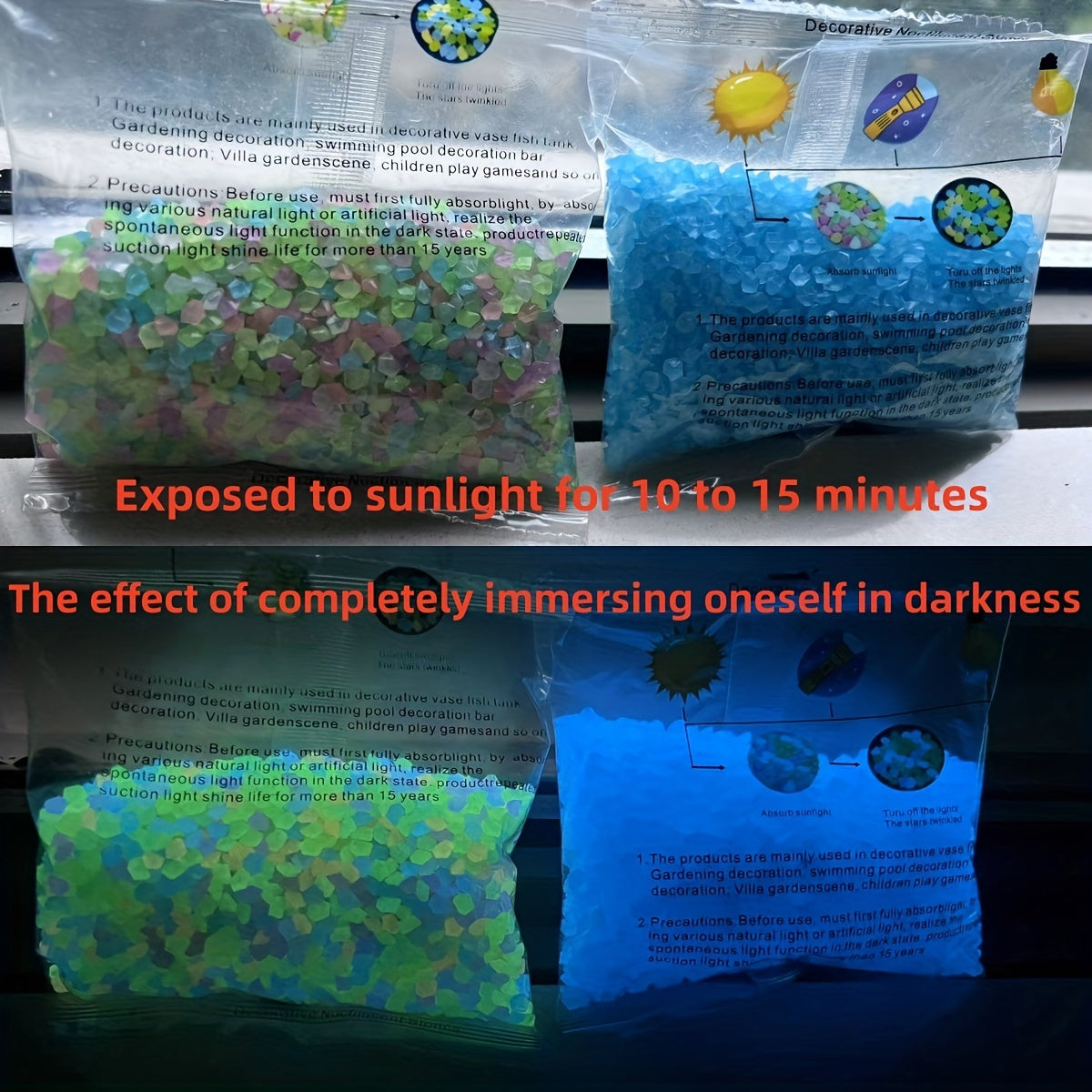 3000pcs Luminous Stone Glow In The Dark Aquarium Decorative Sand Gravel Rock