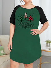 Christmas Nightdress Women's Plaid Christmas Tree & Snowfl