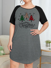 Christmas Nightdress Women's Plaid Christmas Tree & Snowfl
