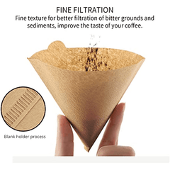 40pcs Cone Coffee Filter Paper Unbleached for Pour Over and Drip C