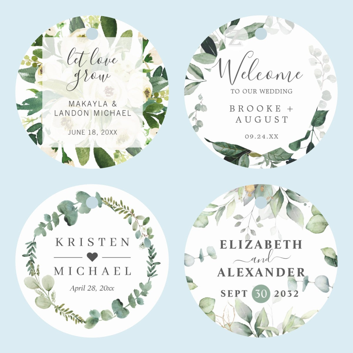 Custom Wedding Tags with Name & Date - Personalized Thank You Gift Tags