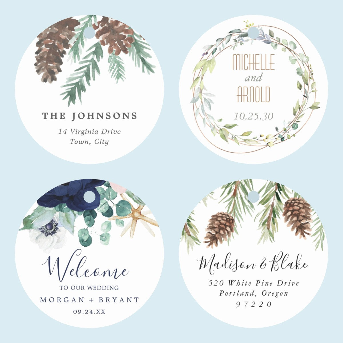 Custom Wedding Tags with Name & Date - Personalized Thank You Gift Tags
