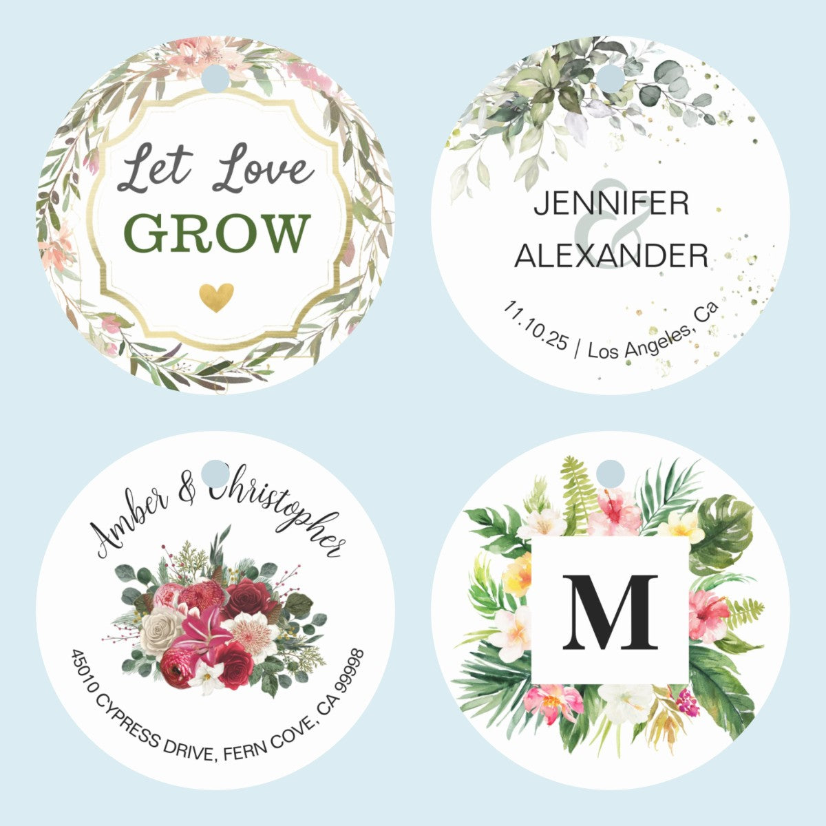Custom Wedding Tags with Name & Date - Personalized Thank You Gift Tags