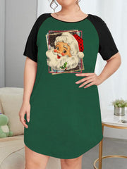 Leopard Santa Claus Graphic Print Nightdress