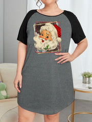 Leopard Santa Claus Graphic Print Nightdress