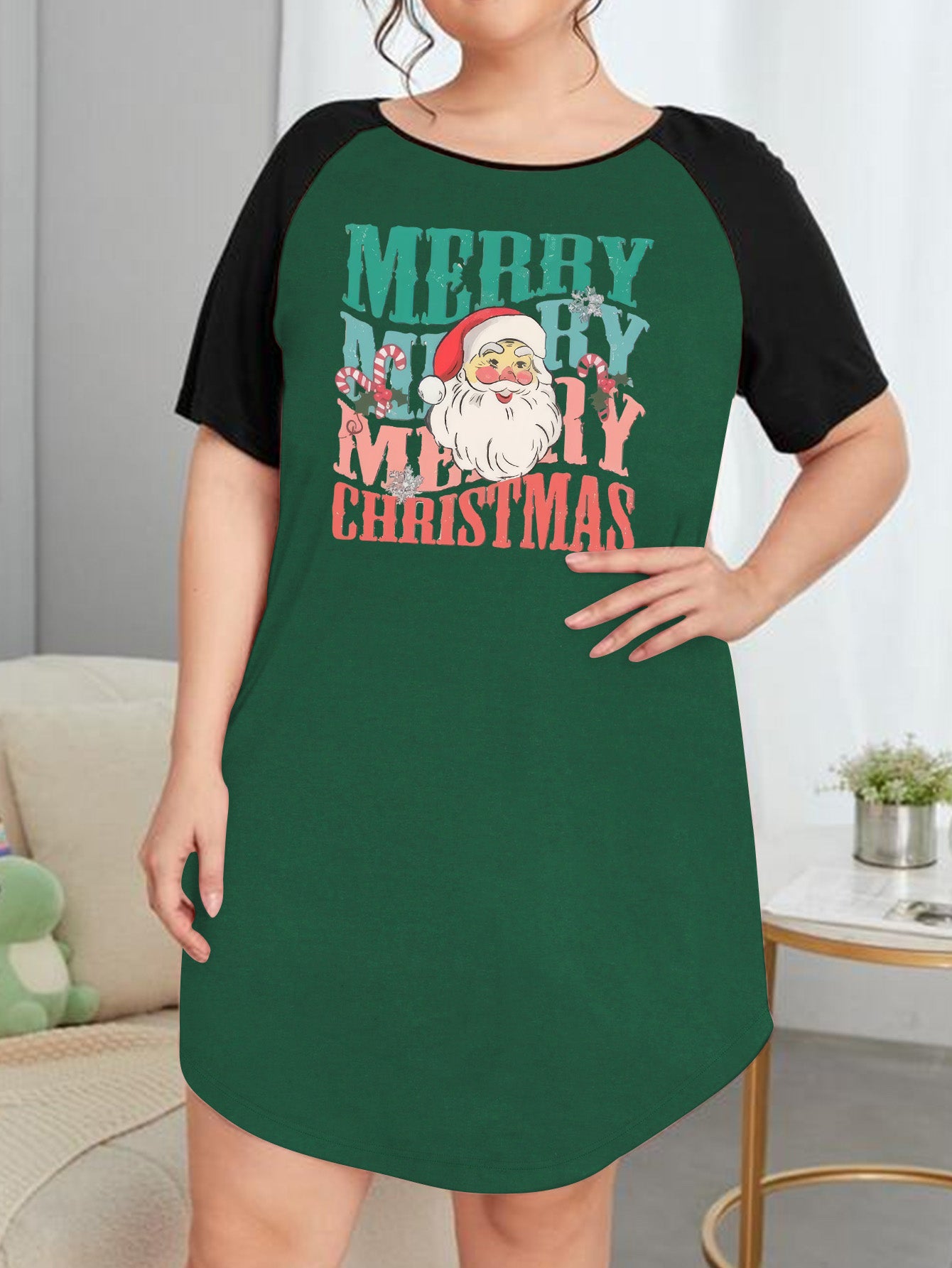 Christmas Nightdress Women's Plus Cartoon Santa Claus