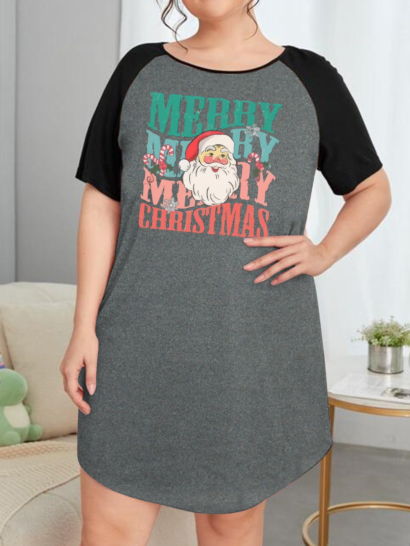 Christmas Nightdress Women's Plus Cartoon Santa Claus