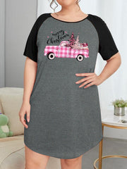 Christmas Nightdress Women's Plaid Cat & Christmas Tree