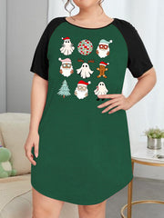 Christmas Nightdress Women's Santa Claus Print Tee Sleep Dress