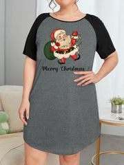 Christmas Nightdress Women's Santa Claus Print Tee Sleep Dress