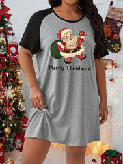 Christmas Nightdress Women's Santa Claus Print Tee Sleep Dress