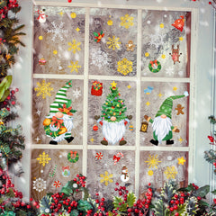 Christmas Tree & Gnome Wall Decals Static Cling Glass Window Stickers