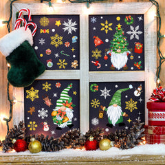 Christmas Tree & Gnome Wall Decals Static Cling Glass Window Stickers