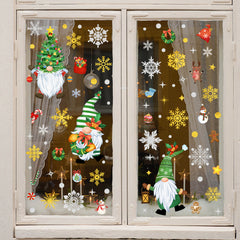 Christmas Tree & Gnome Wall Decals Static Cling Glass Window Stickers
