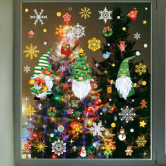 Christmas Tree & Gnome Wall Decals Static Cling Glass Window Stickers