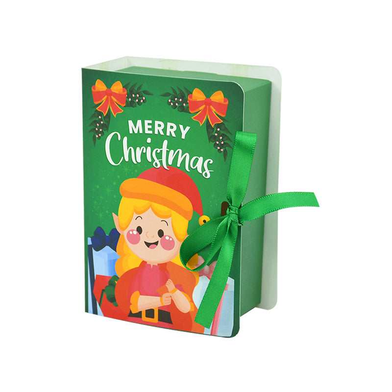 5pcs Christmas Candy Gift Boxes Bag Book Shape Santa Claus Chocolate Box