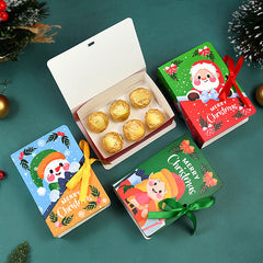 5pcs Christmas Candy Gift Boxes Bag Book Shape Santa Claus Chocolate Box