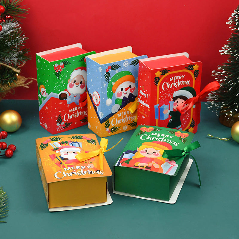 5pcs Christmas Candy Gift Boxes Bag Book Shape Santa Claus Chocolate Box