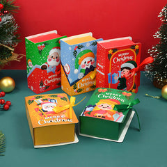 5pcs Christmas Candy Gift Boxes Bag Book Shape Santa Claus Chocolate Box