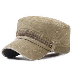 Distressed Cotton Flat Hat for Men