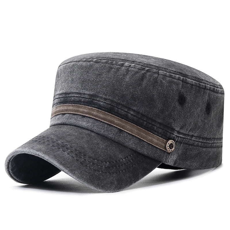 Distressed Cotton Flat Hat for Men