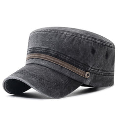 Distressed Cotton Flat Hat for Men