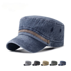 Distressed Cotton Flat Hat for Men