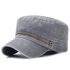 Distressed Cotton Flat Hat for Men