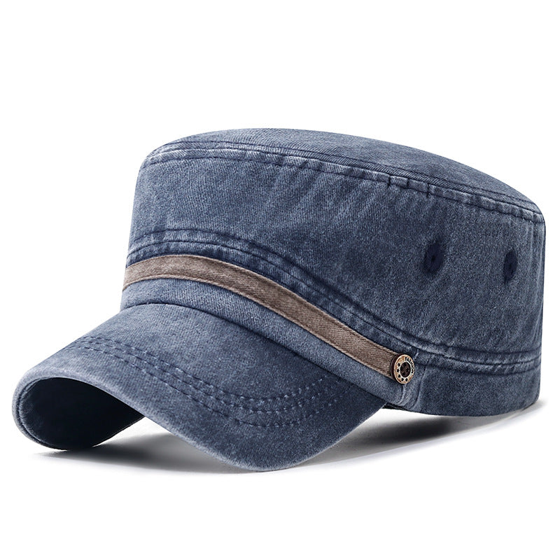 Distressed Cotton Flat Hat for Men