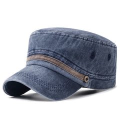 Distressed Cotton Flat Hat for Men