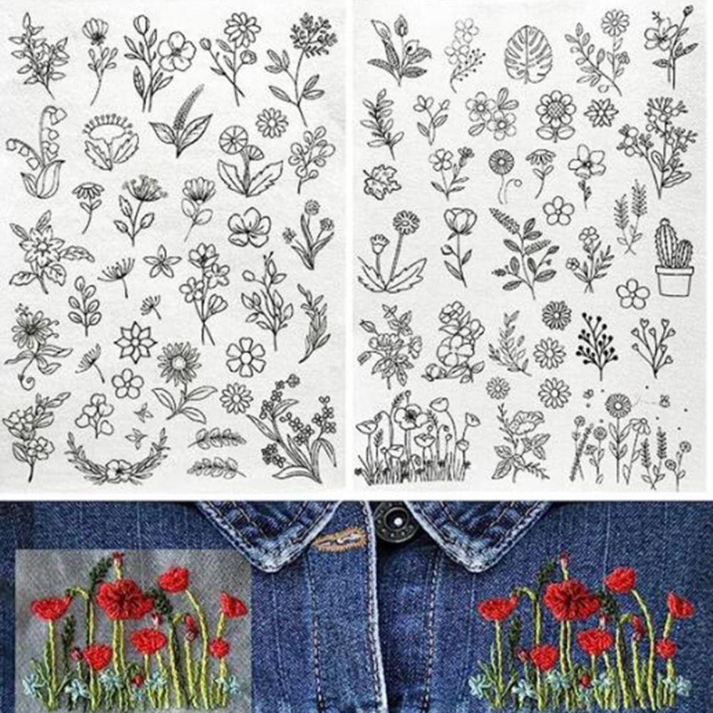 DIY Stitching Embroidery Paper Crafts Flowers & Leaf Designs Sewing Supplies