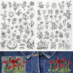 DIY Stitching Embroidery Paper Crafts Flowers & Leaf Designs Sewing Supplies