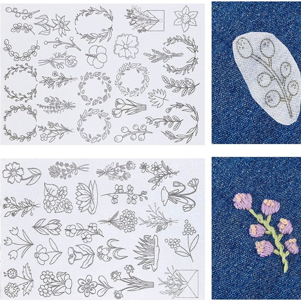 DIY Stitching Embroidery Paper Crafts Flowers & Leaf Designs Sewing Supplies
