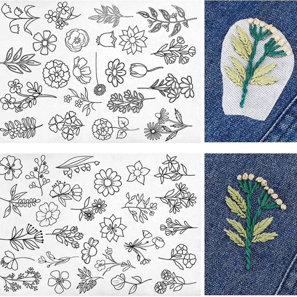 DIY Stitching Embroidery Paper Crafts Flowers & Leaf Designs Sewing Supplies