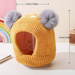 Cartoon Beanies Plush Ball Ear Protection Hat Girls Boys 18.11-20.47in