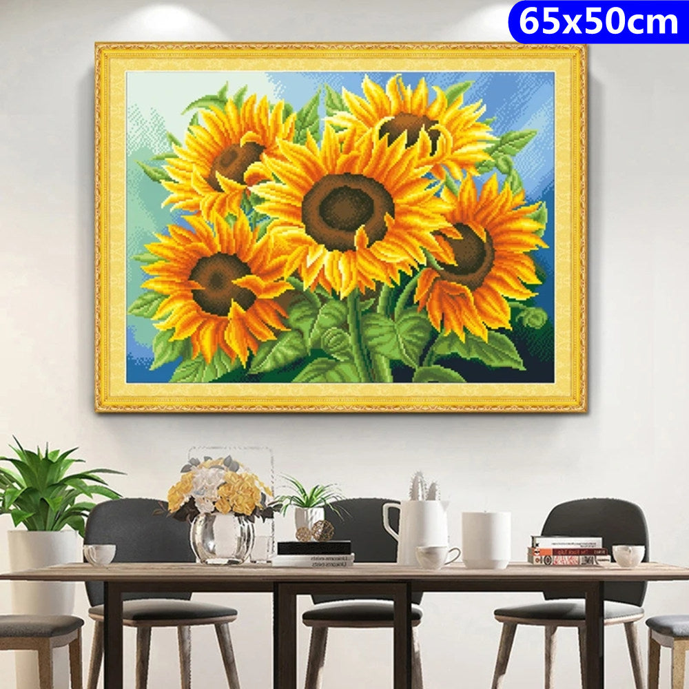 Sunflower Cross Stitch Kit Full Embroidery Home Wall Decor
