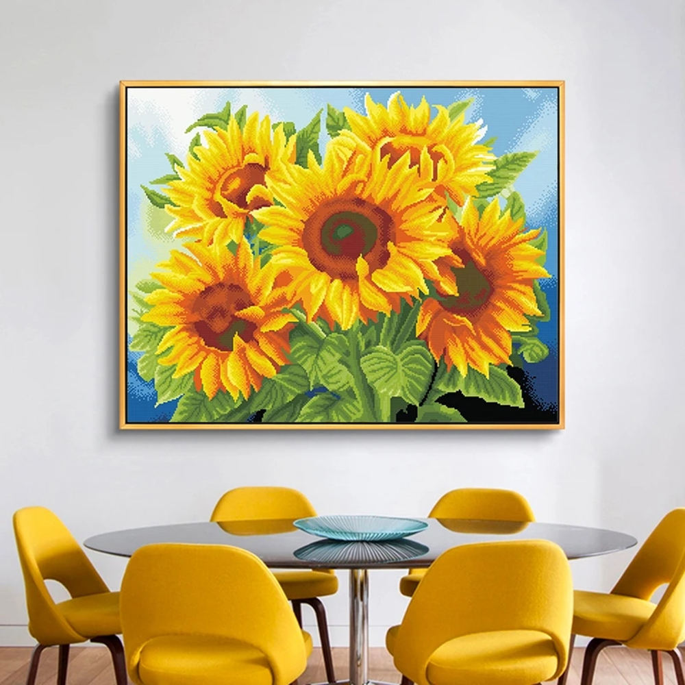 Sunflower Cross Stitch Kit Full Embroidery Home Wall Decor