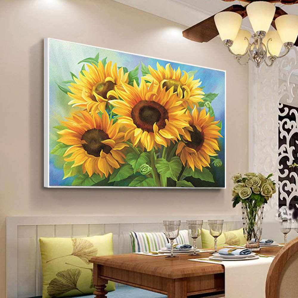 Sunflower Cross Stitch Kit Full Embroidery Home Wall Decor