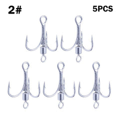 5Pcs Fishing Treble Hook High Carbon Steel Vibration Sequin Hook