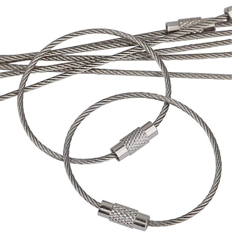 5pcs Stainless Steel Wire Keychain Cable Key Holder Keyring