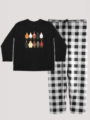 Chicken Print Top & Gingham Pants Pajama Set