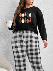 Chicken Print Top & Gingham Pants Pajama Set