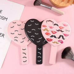 Heart Shape Makeup Mirror with Handle for Outdoor Eyelash Extension