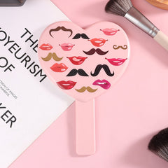 Heart Shape Makeup Mirror with Handle for Outdoor Eyelash Extension